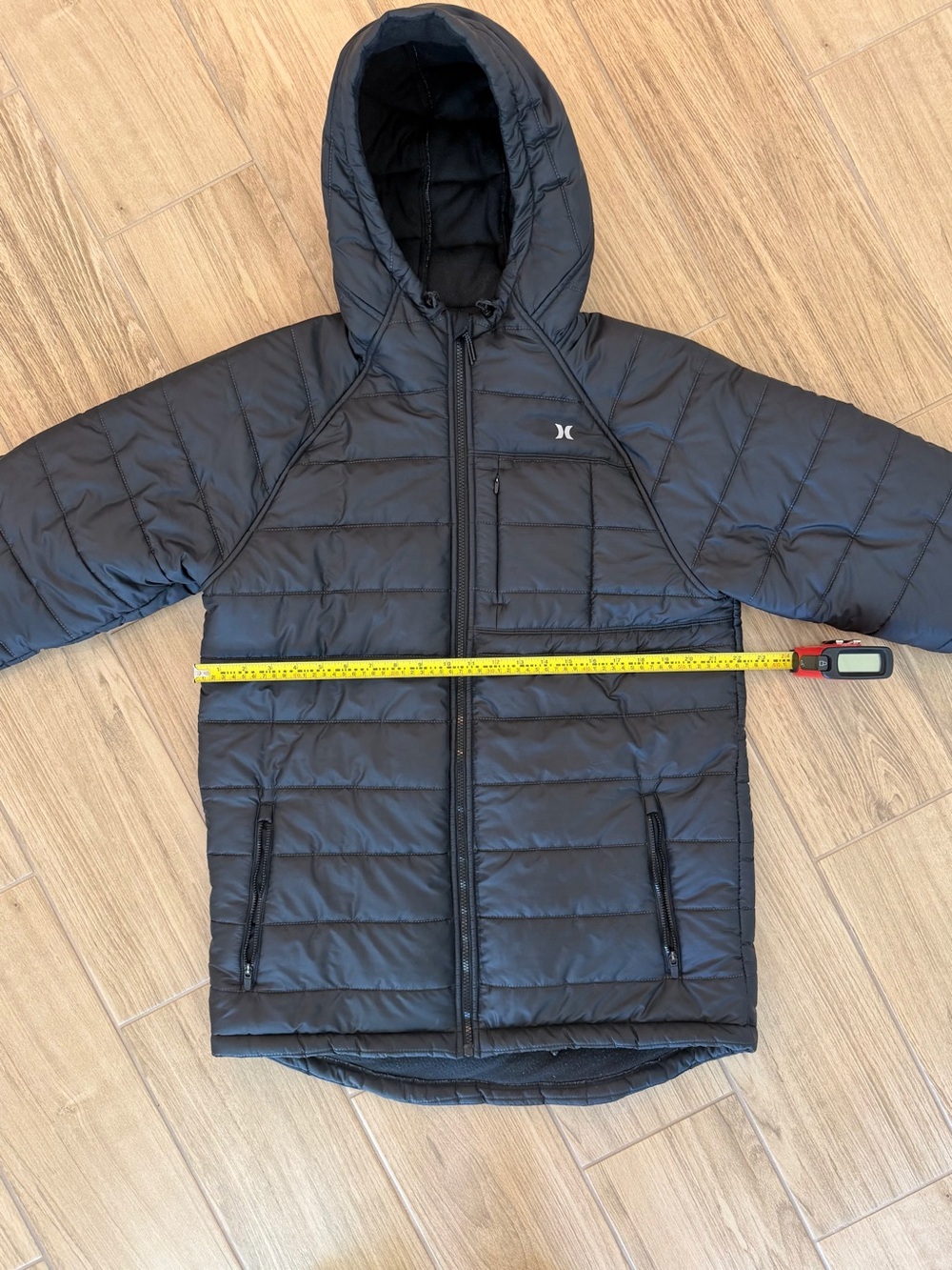Hurley Black Quilted Hooded Puffer Jacket - Picture 13 of 13
